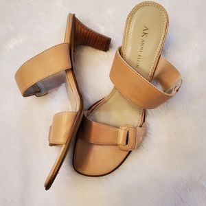Anne Klein slip on nude sandal leather upper